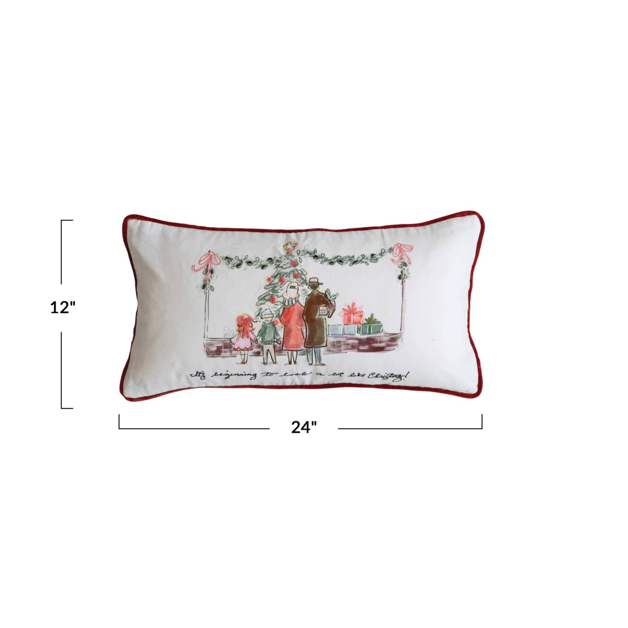 Hello Honey® 24" x 12" Cotton Printed Lumbar Pillow with Family, Piping & Velvet Back